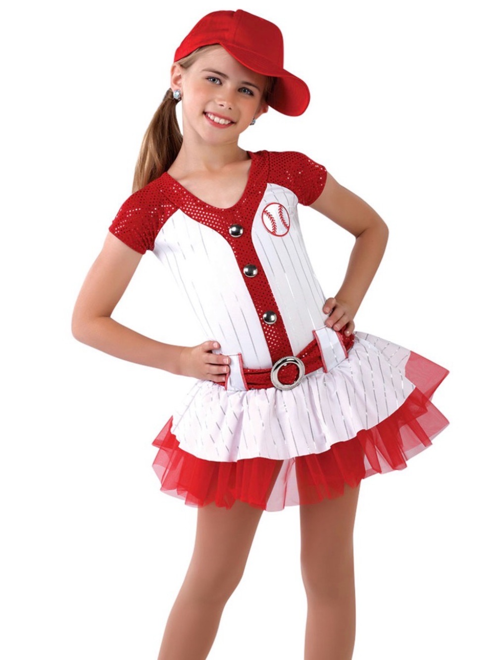 NEW! A Wish Come True Play Ball baseball ballet costume dance red white